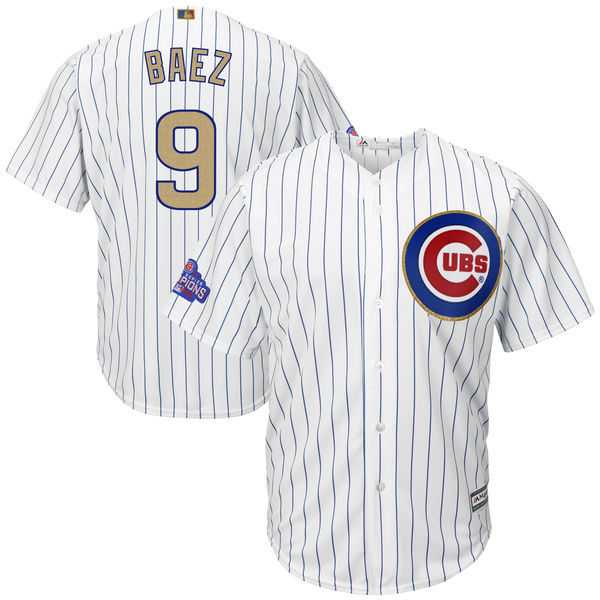 Chicago Cubs #9 Javier Baez White World Series Champions Gold Program New Cool Base Stitched Jersey JiaSu,We sell and wholesale Chicago Cubs #9 Javier Baez White World Series Champions Gold Program New Cool Base Stitched Jersey JiaSu on line form chian!